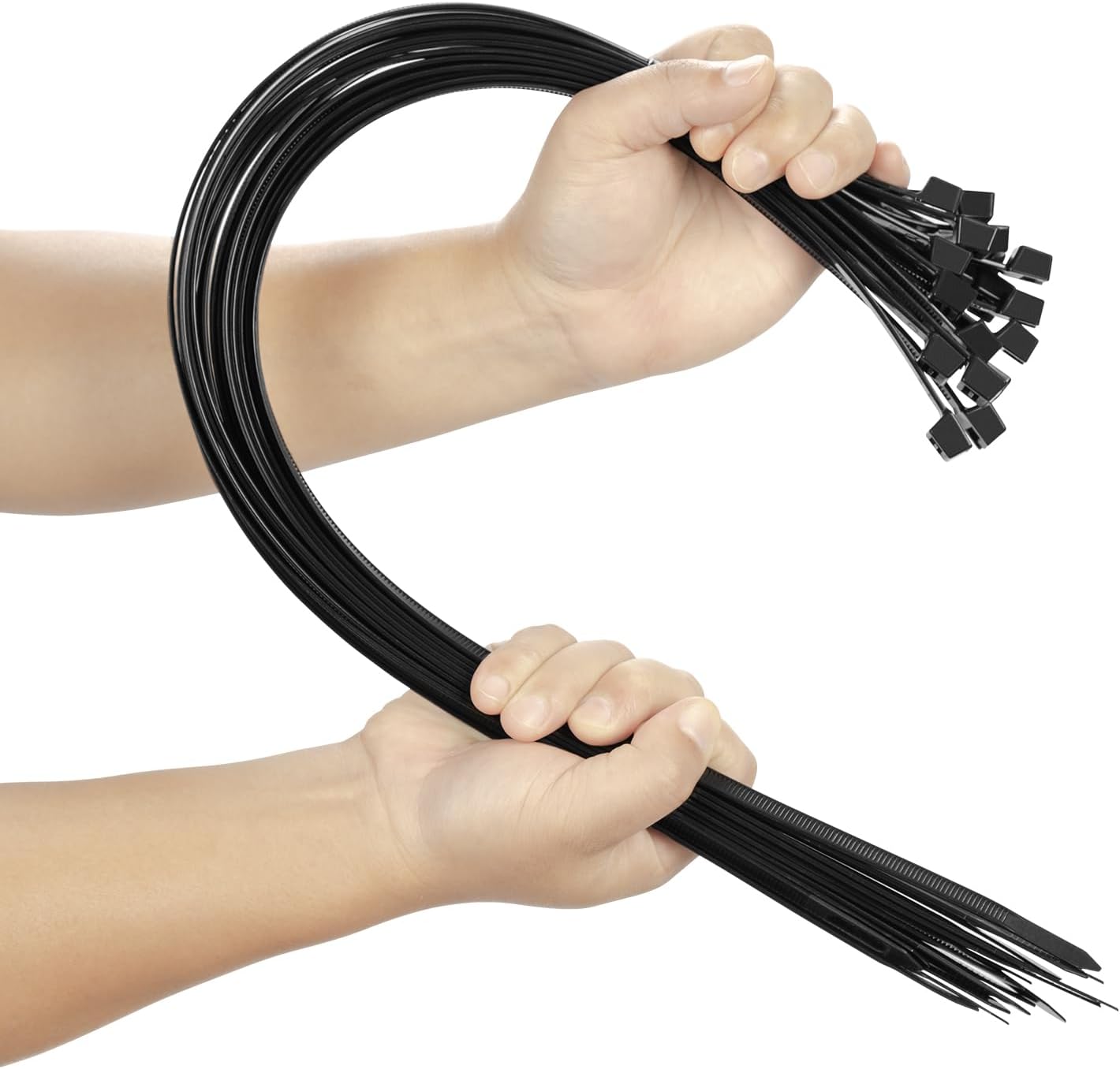 100PCS 24 inch Cable Zip Ties Heavy Duty 175lbs Tensile Strength Nylon Long Wire Ties Self-Locking Durable Plastic Tie Wraps for Indoor and Outdoor UV Resistant(Black)