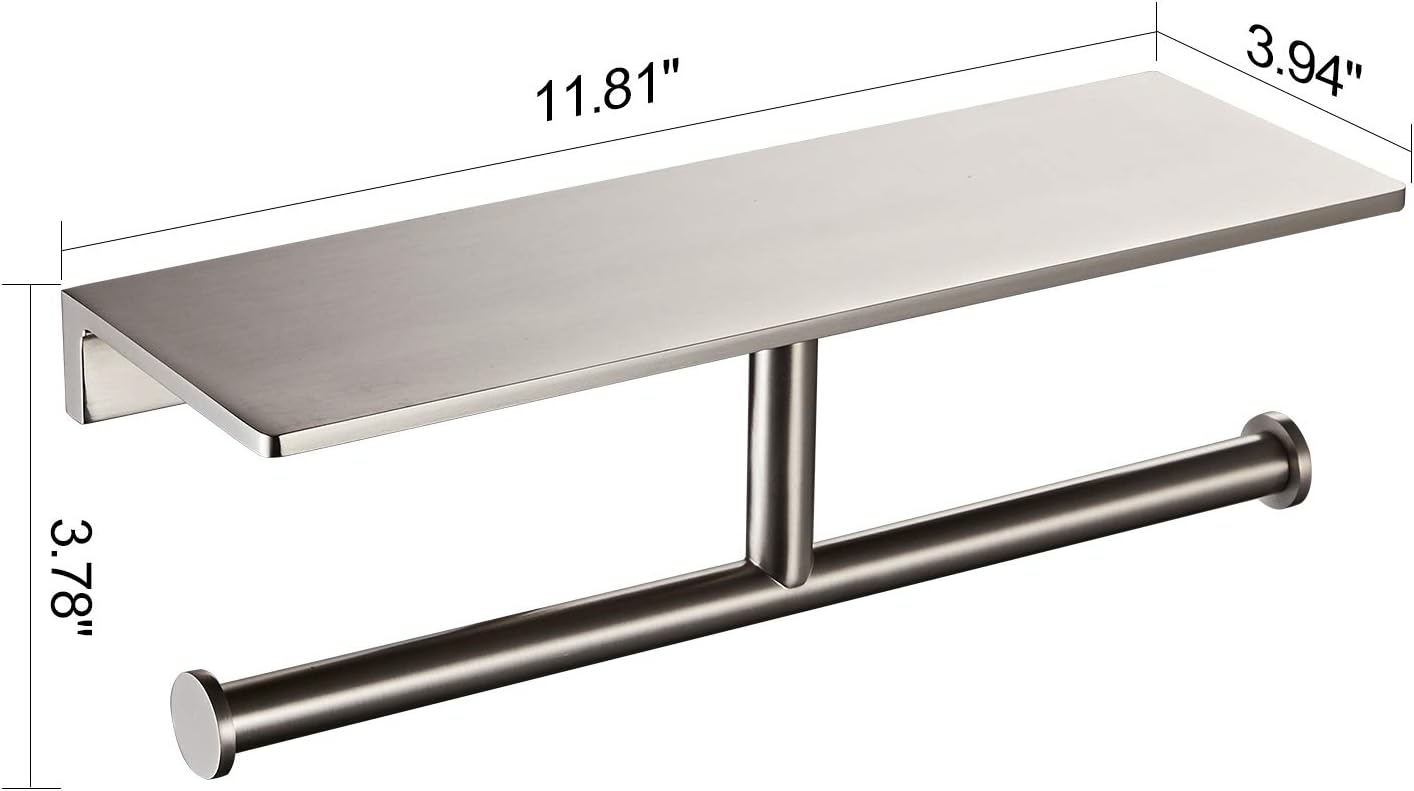 Double Roll Toilet Paper Holder with Shelf Solid Brass and Superior Hotel Style Tissue Dispenser Spared Storage Polished Nick Finish