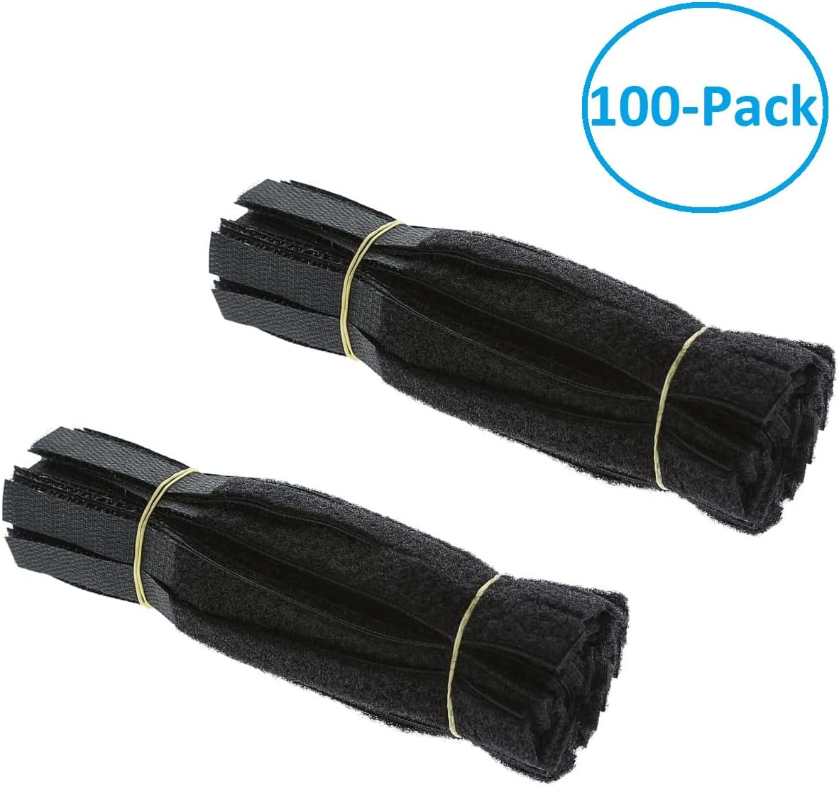 6 Inch (100-pack) Hook and Loop Self Gripping Fastening Cable Ties 1/2" Width - Multipurpose Microfiber Cloth Cable Organizer Self Adesive Pre-Cut Straps