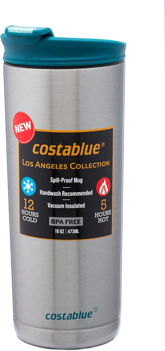 Travel Coffee Mug - 16 Oz. Stainless Steel Insulated Coffee Mug, Leak Proof Tumbler w/Dishwasher Safe Lid, Double Wall Travel Coffee Cup, Reusable Insulated Tumbler for Hot & Cold Beverages