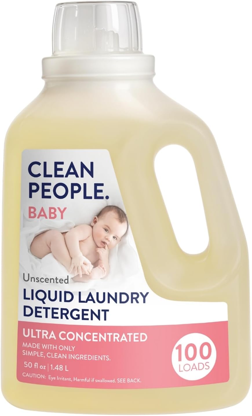 The Clean People Liquid Laundry Detergent - Recyclable Packaging, Stain Fighting - Ultra Concentrated, Laundry Soap - Baby Laundry Detergent, 50 fl oz