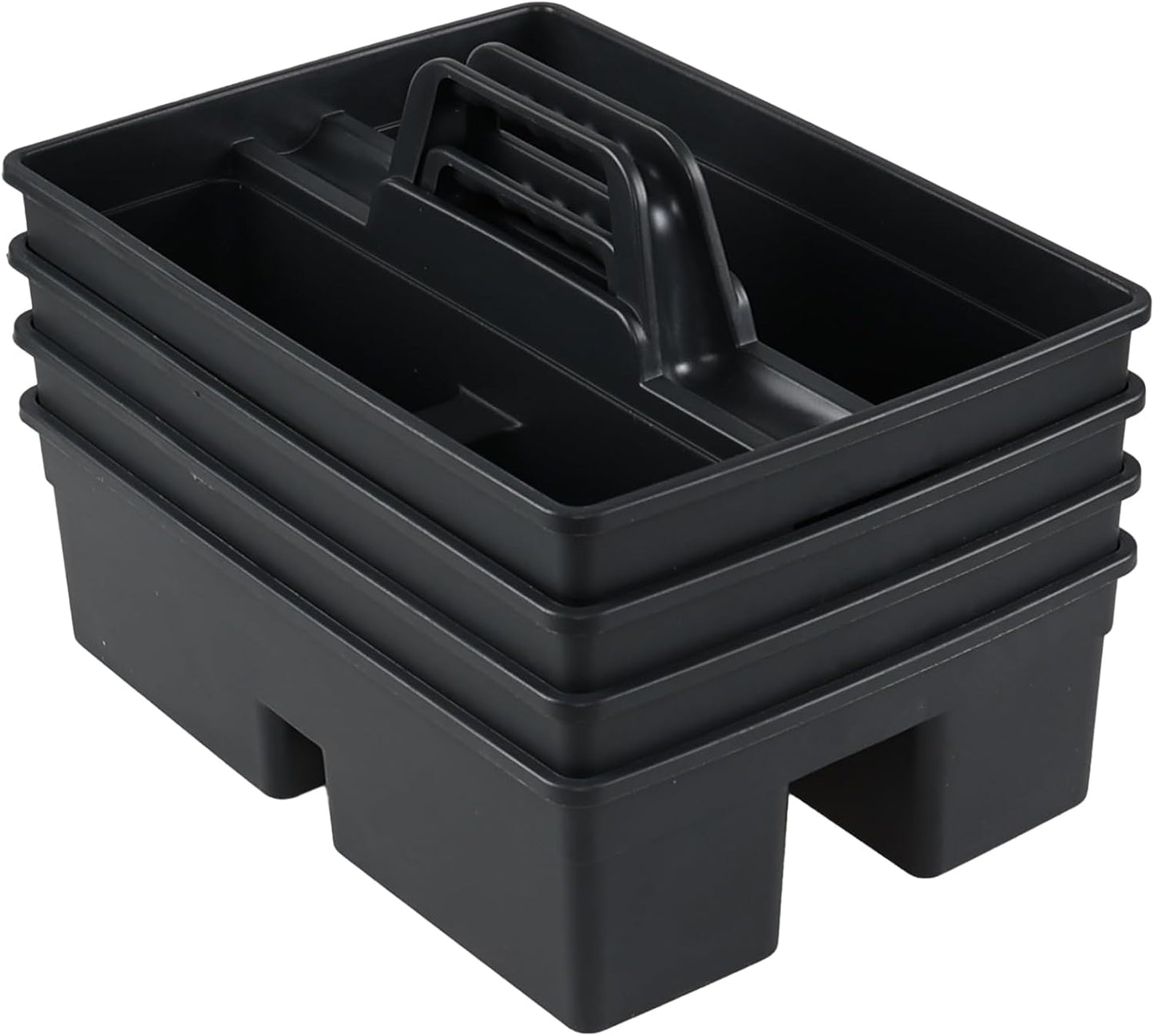 4-Pack Plastic Cleaning Caddy with Handle, Cleaning Caddy Tote, Grey, 15.19" x 10.78" x 4.52"