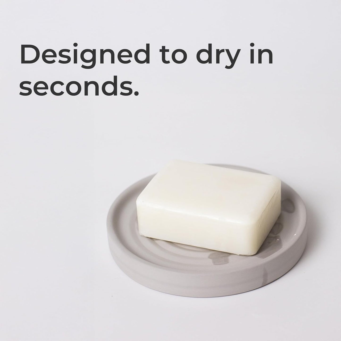 Selegna Diatomite Soap Holder, Circular Design with Ripple Pattern, Absorbent Bath Soap Dish (Beige)