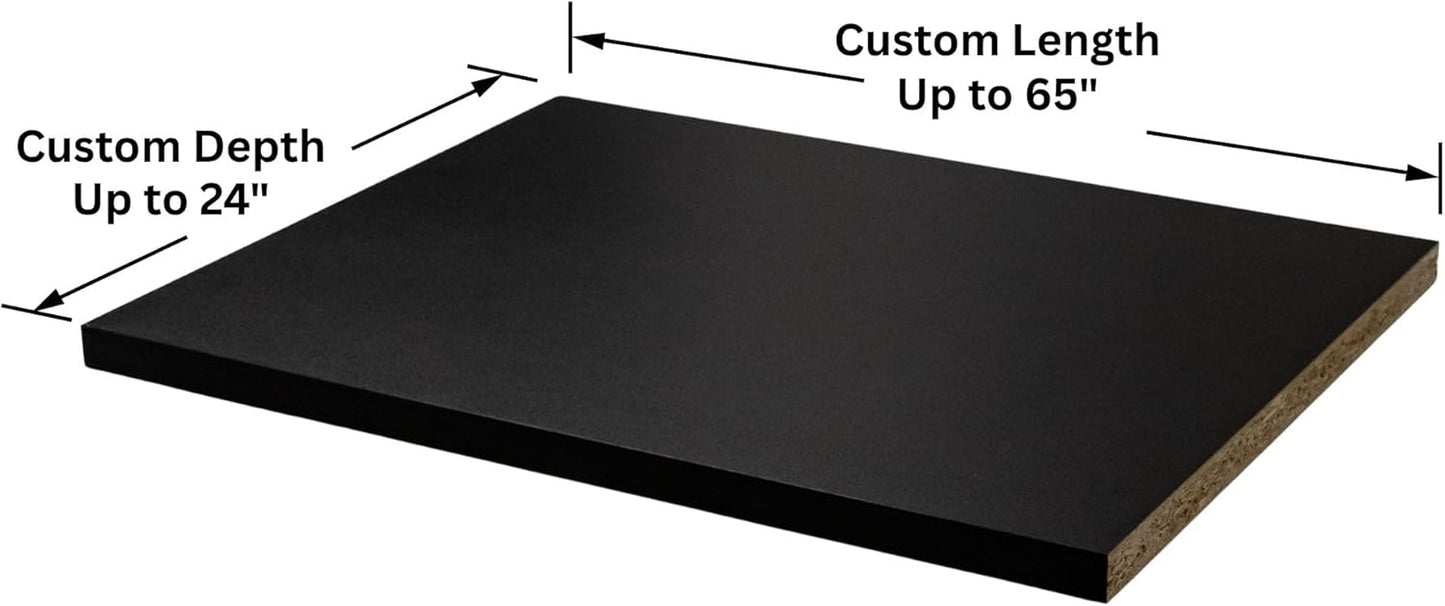 Custom Shelves, 3/4"" Thick Melamine, Cut to Size, Fully Customizable up to 65 inches Wide and up to 24 inches deep. for Cabinets, Closets, or Anywhere