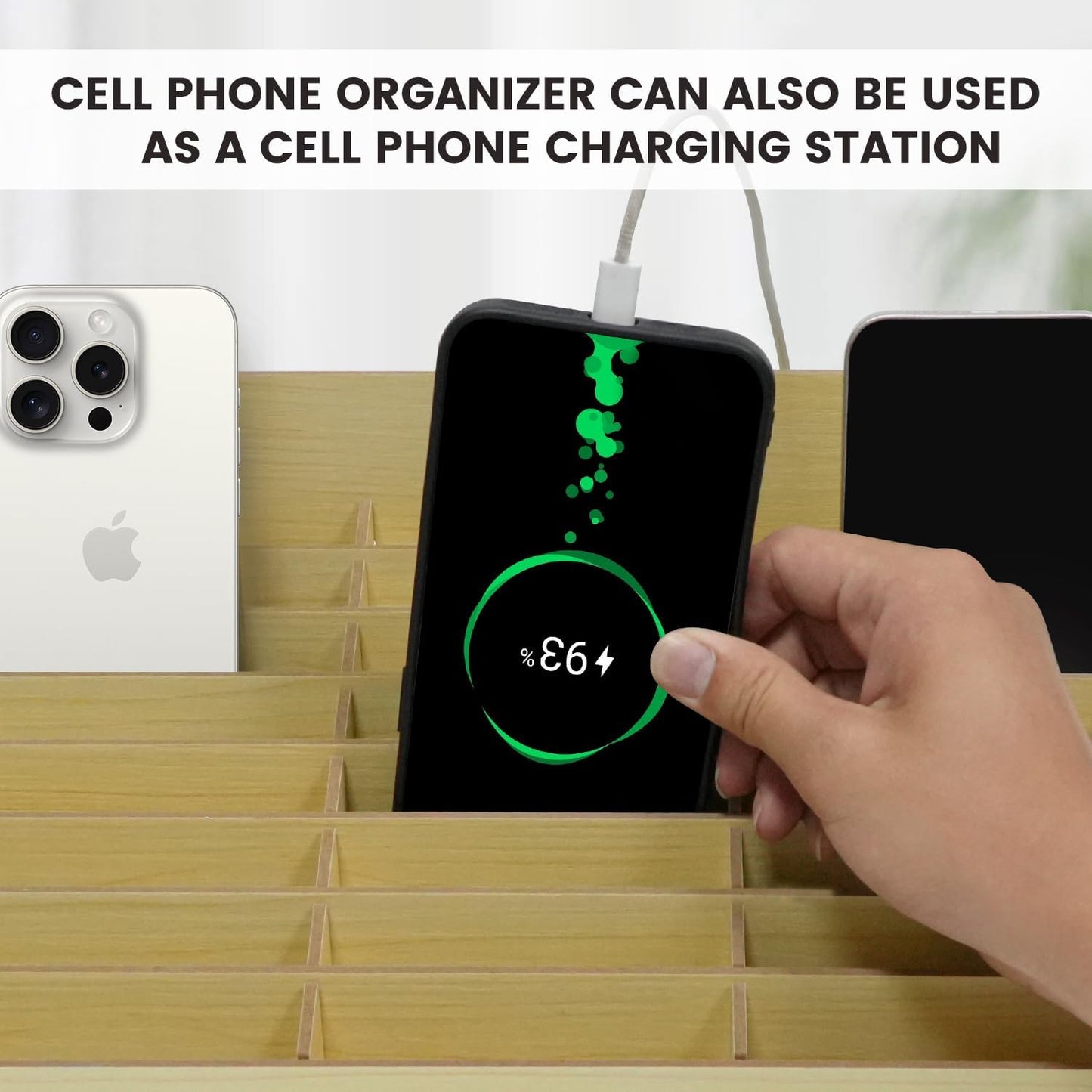 HengTianMei 24 Grid Cell Phone Organizes Storage Box for Office School Classroom