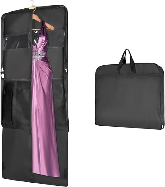 Univivi 60 '' Foldable Extra Long Dress Garment Bag, Premium Breathable & Tear-resistant Hanging Dress Cover for Travel and Closet Storage with Mesh Shoe Pocket and 2 Carry Handles