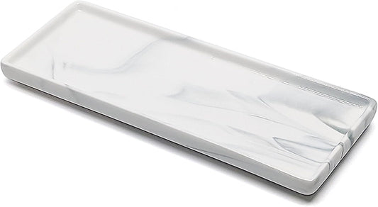 9.2" Porcelain Small Bathroom Tray, Ceramic Countertop and Vanity Tray for Cosmetics, Perfume, Jewelry, Candle - Kitchen Soap Tray for Kitchen Counter (Gray)