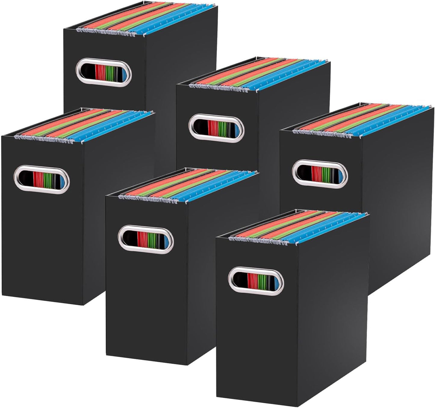 Oterri Cardboard File Organizer Box for Hanging File Folders Letter Size,File Box for Computer Desk,File Cabinet,Working Home,Office,Classroom(Black, Letter Size - 6 Packs)