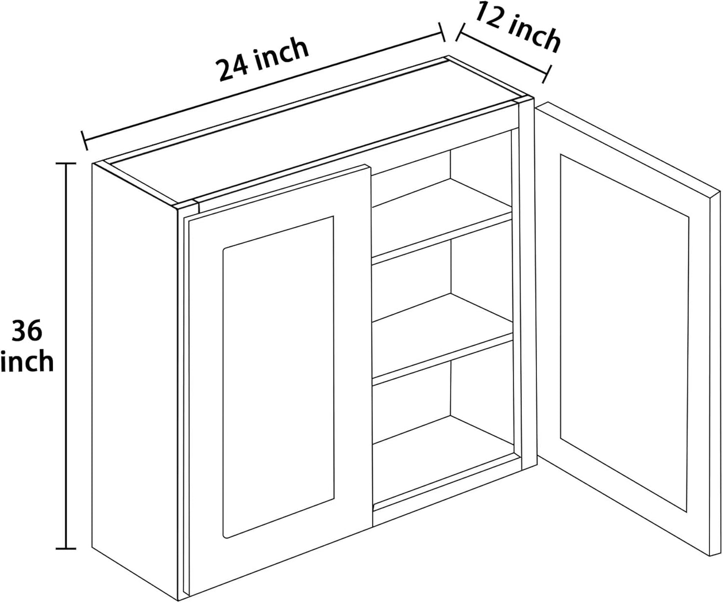 Kitchen Wall Cabinet, Solid Wood RTA Medicine Storage Organizer Cabinets with 2 Soft-Closing Shaker Doors & Adjustable Shelves, Space-Saving for Laundry, Bathroom, Garage - White