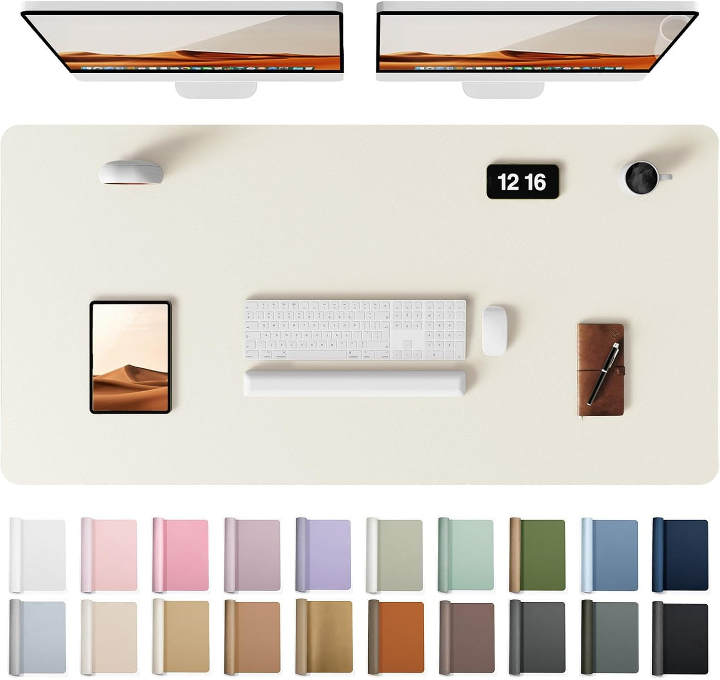 YSAGi Leather Desk Protector, Office Mat, Large Mouse Mat, Non-Slip PU Leather Blotter, Laptop Desk Pad, Waterproof Writing Pad for Office and Home (Cream, 47.2" x 23.6")