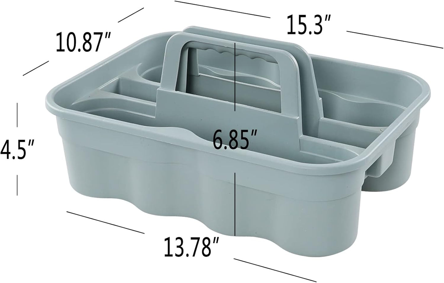 4-Pack Plastic Caddies with Portable Handle, Supply Caddy Basket for Storage Cleaning Tool, Grey