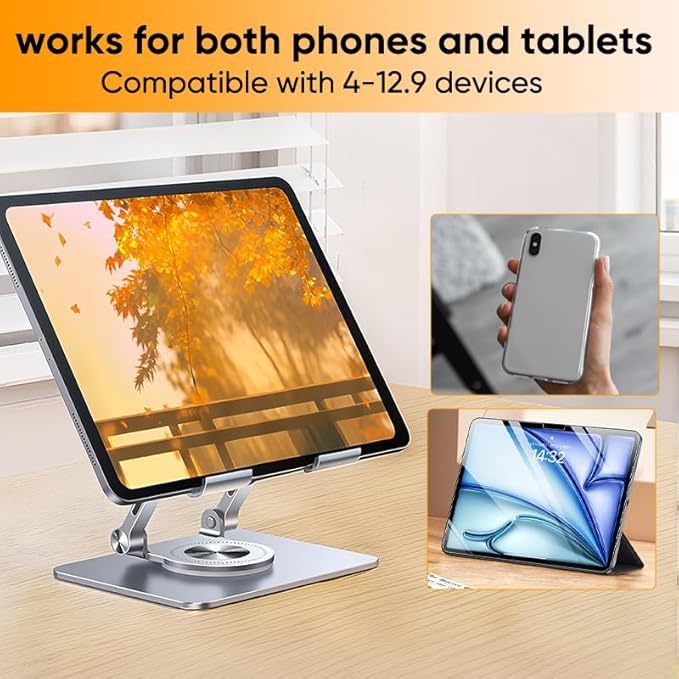 Saker 360° Rotating Laptop Stand, Aluminum Alloy Adjustable Height Ergonomic Computer Riser, Foldable Portable Desktop Stand with Cooling Design for 10-17 inch MacBook