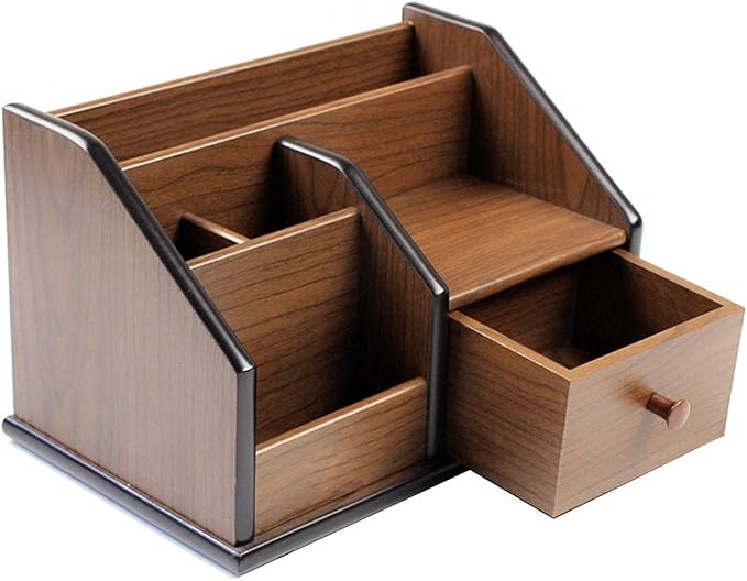 N Desk organizer wood with small drawer Office and Home organization like remote control holder pencil holder HeBen1029
