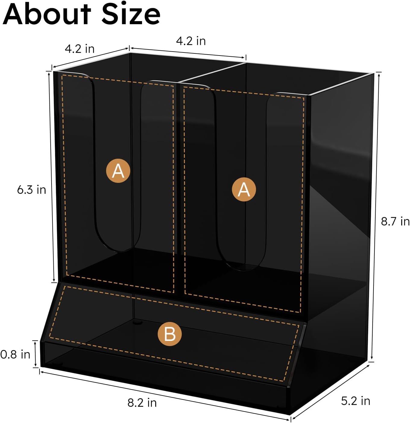 AITEE Acrylic Coffee Station Organizer for Countertop, Holds 20 Cups, All-in-One Coffee Cup and Lid Holder with Condiment Storage for Office Breakroom and Home Kitchen, Black