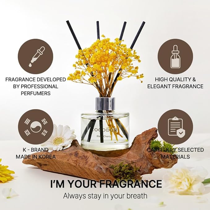 COCODOR Preserved Flower Reed Diffuser/Flower Garden/6.7oz/1Pack / Home Fragrance Scent Essential Oil Stick Diffuser for Bedroom Bathroom Home Decor