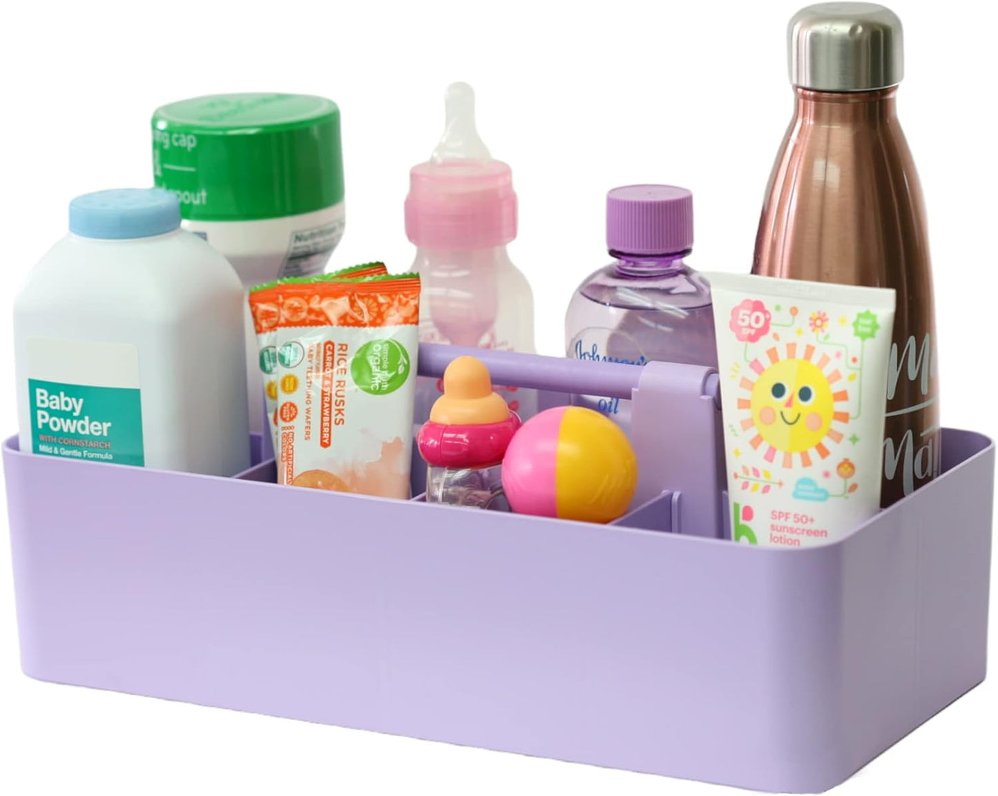 8 Compartments DIY Dividers,Large caddy, Multi Purpose, Simple, Portable, Stackable, Modern Solution for School, office, Desktop -MADE IN USA (Lavender)