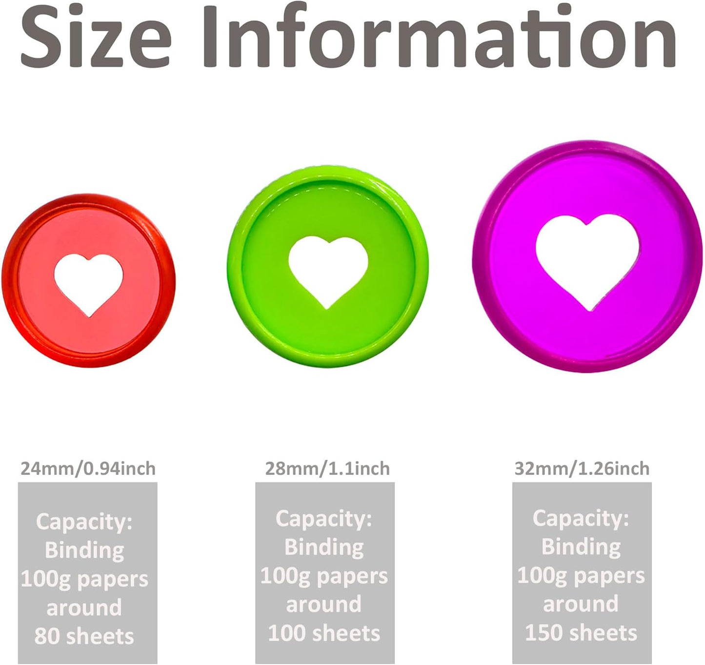 100pcs Planner Expander Discs 0.94Inch Book Binding Disc For Discbound Notebook Accessories Heart Binder Rings(All Mixed,0.94inch/24 mm)