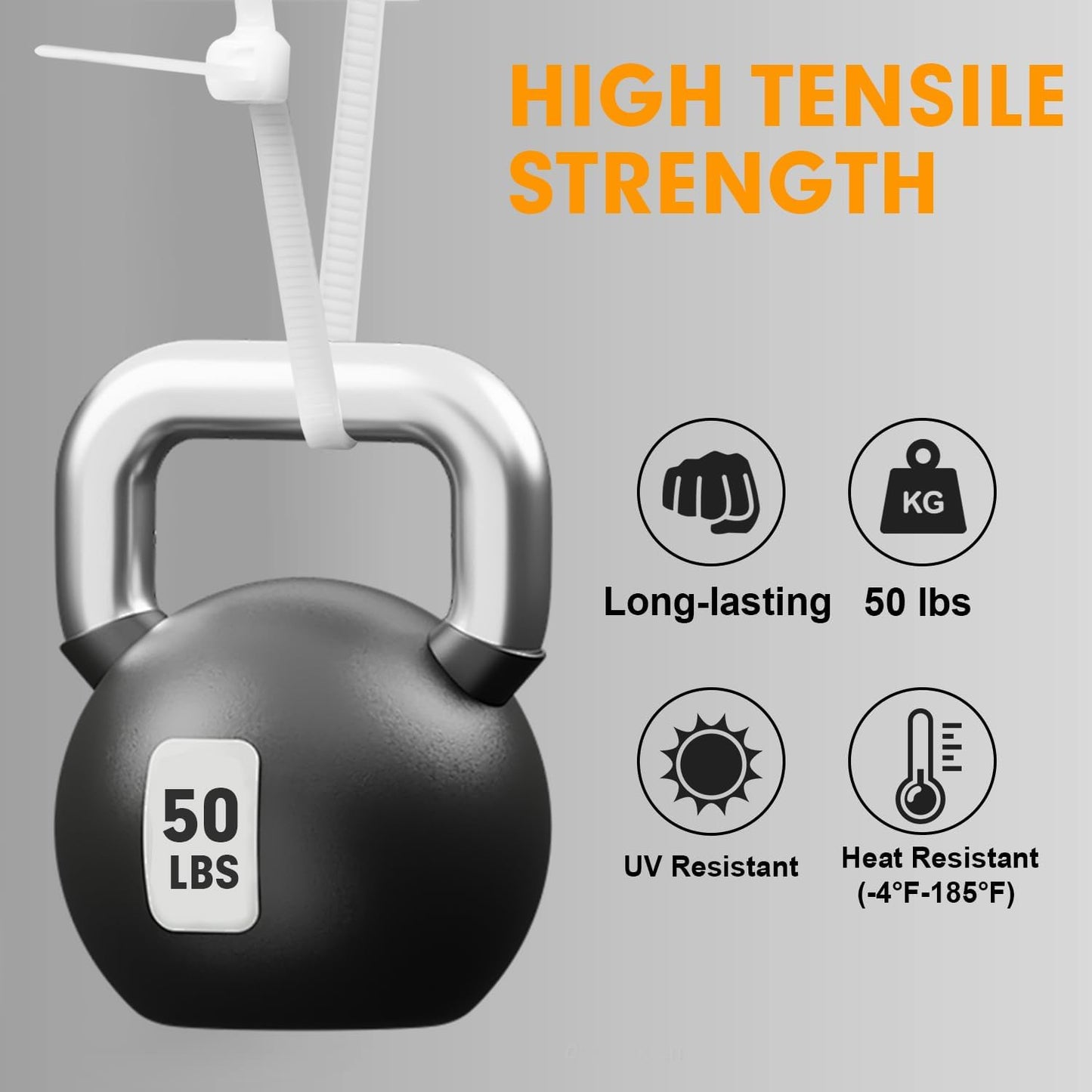 Zip Ties, RAZCC 1200pcs Cable Zip Ties 12 Inch, Heavy Duty White Plastic Wire Ties with 50lb Tensile Strength, Self-Locking Nylon Cable Ties, Wire Management for Indoor and Outdoor