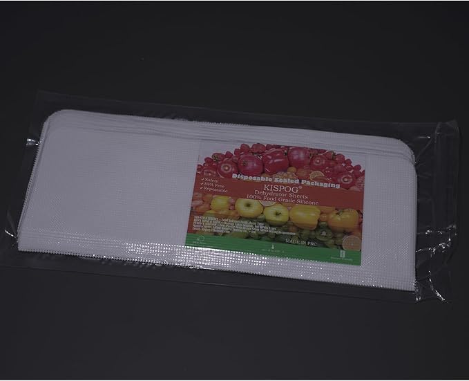 Non-Stick Silicone Dehydrator Liners: 11.4x11.4 inch Fit Cercker/CE-12 Fendia/FDS-10 BPA-Free Easy Clean Reusable Mesh Sheets for Healthy Snacks 12-Pack