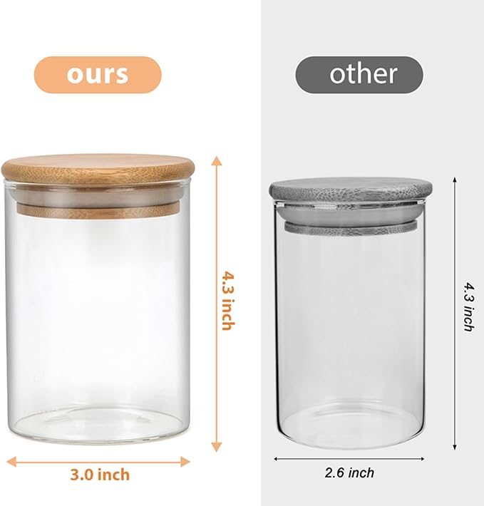 2 Pack Glass Qtip Holder Dispenser Set - Apothecary Jars with Lids for Vanity Makeup Organizer - Bathroom Canister Storage Organizer for Cotton Ball, Swab, Round Pads,Floss