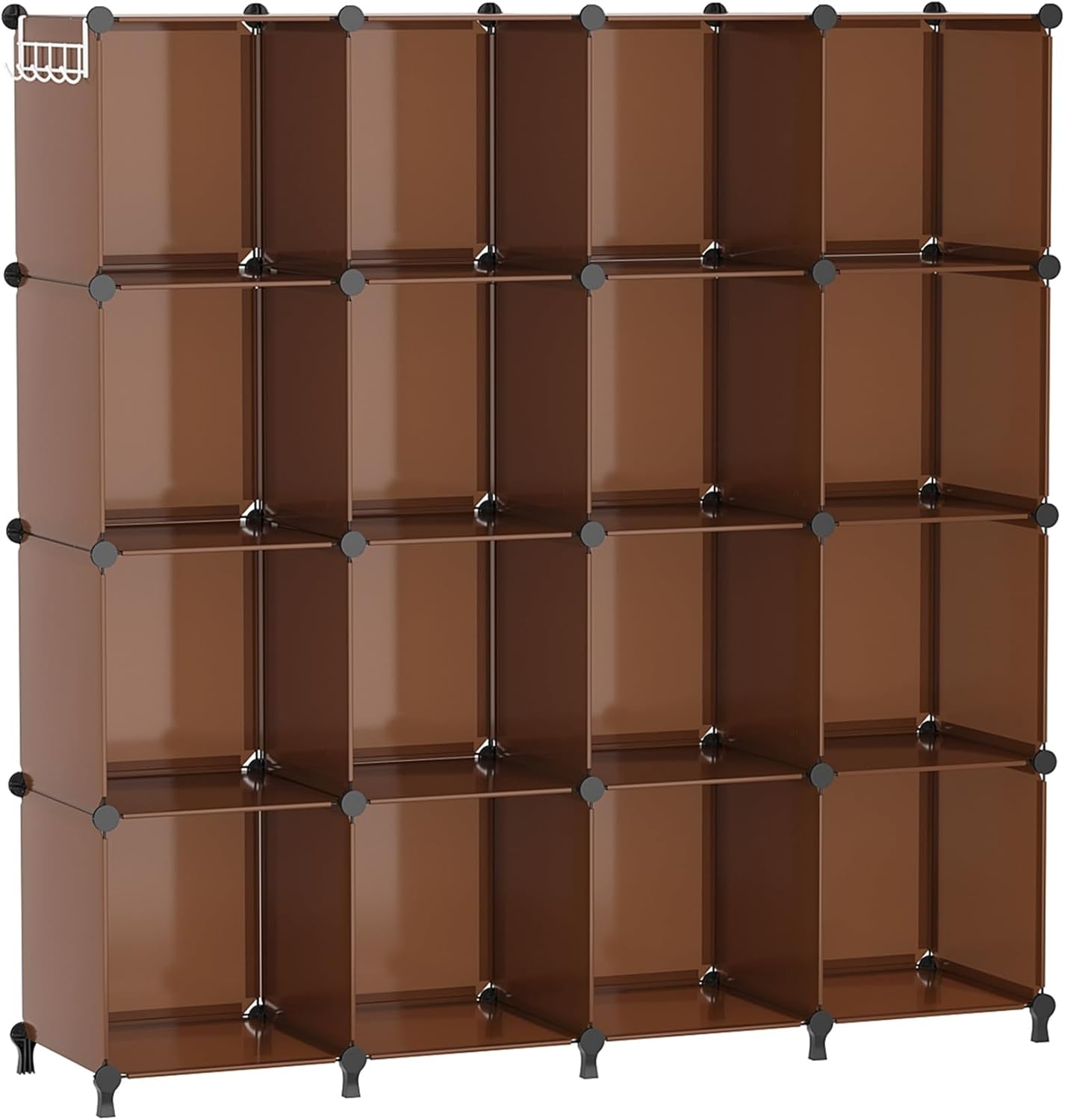 AWTATOS Cube Storage Organizer, Storage Cubes Shelves Bookshelf, 16 Cube Closet Organizers and Storage, DIY Stackable Plastic Clothes Organizer Shelving for Bedroom, Home Office, Cocoa Brown