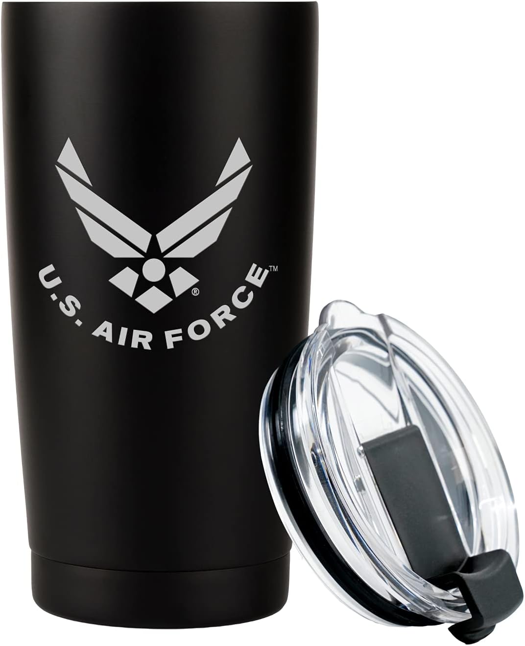 20oz Air Force Tumbler, Double-Walled Insulated Steel USAF Coffee Mug with Lid | Air Force Gifts | USAF 20oz Tumbler