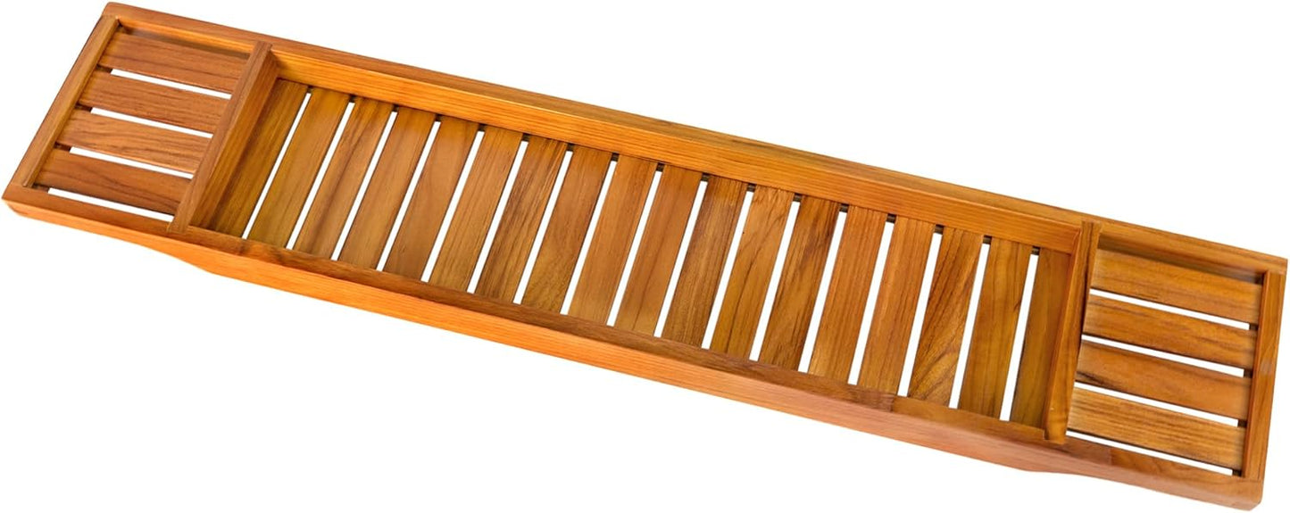 VaeFae Teak Bathtub Tray, Wooden Bath Caddy for Bathtub, Bath Tub Wood Table for Tub