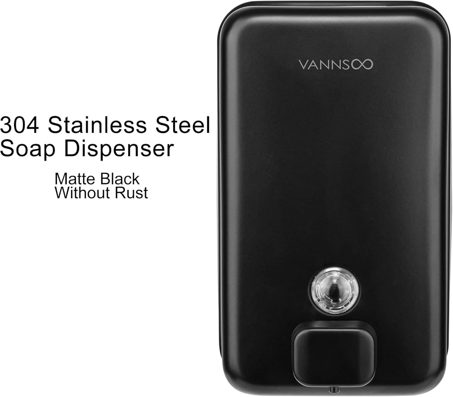 Wall Mounted Hand Soap Dispenser Bathroom, 1200ml 40oz Commercial Stainless Steel Black Liquid Soap Dispenser Wall Mount (Vertical Black)