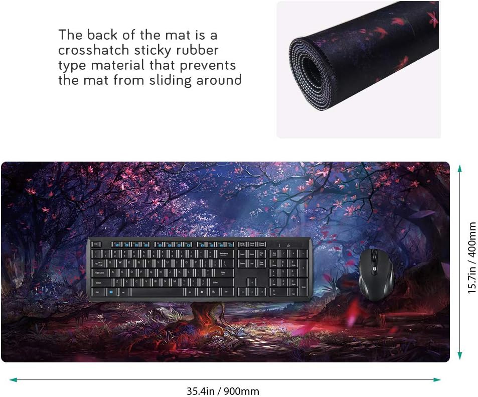 XXL Professional Large Mouse Pad & Computer Game Mouse Mat (35.4x15.7x0.1IN, 90x40 Forest)