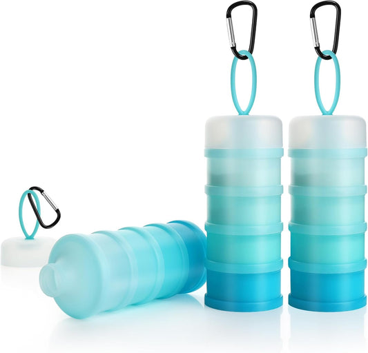 Accmor 3 Pcs Protein Powder Container to Go with Funnels Stand, 4 Compartments Stackable Protein Powder Dispenser for Workout, Fitness, Travel