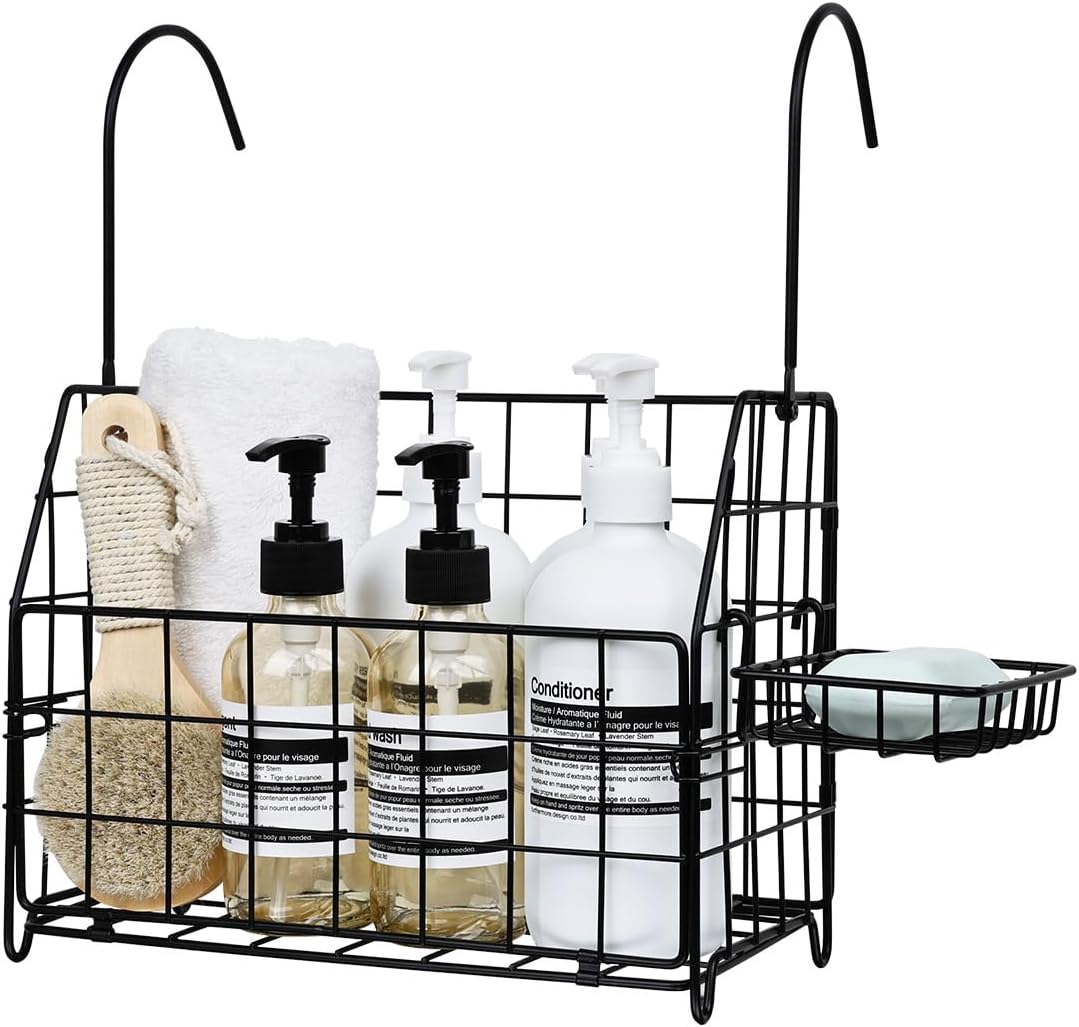 Large Rustproof Shower Caddy Hanging, 304 Stainless Steel Hanging Shower Organizer Basket for Bathroom & Bathtub, Over the Rod Shower Rack for Shampoo, Conditioner, Soap & Bath Accessories