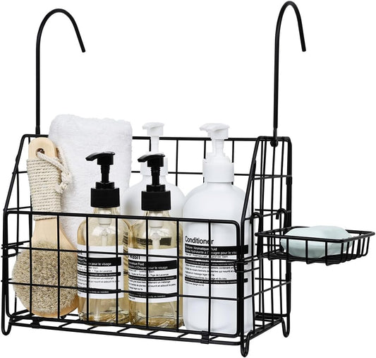 Large Rustproof Shower Caddy Hanging, 304 Stainless Steel Hanging Shower Organizer Basket for Bathroom & Bathtub, Over the Rod Shower Rack for Shampoo, Conditioner, Soap & Bath Accessories
