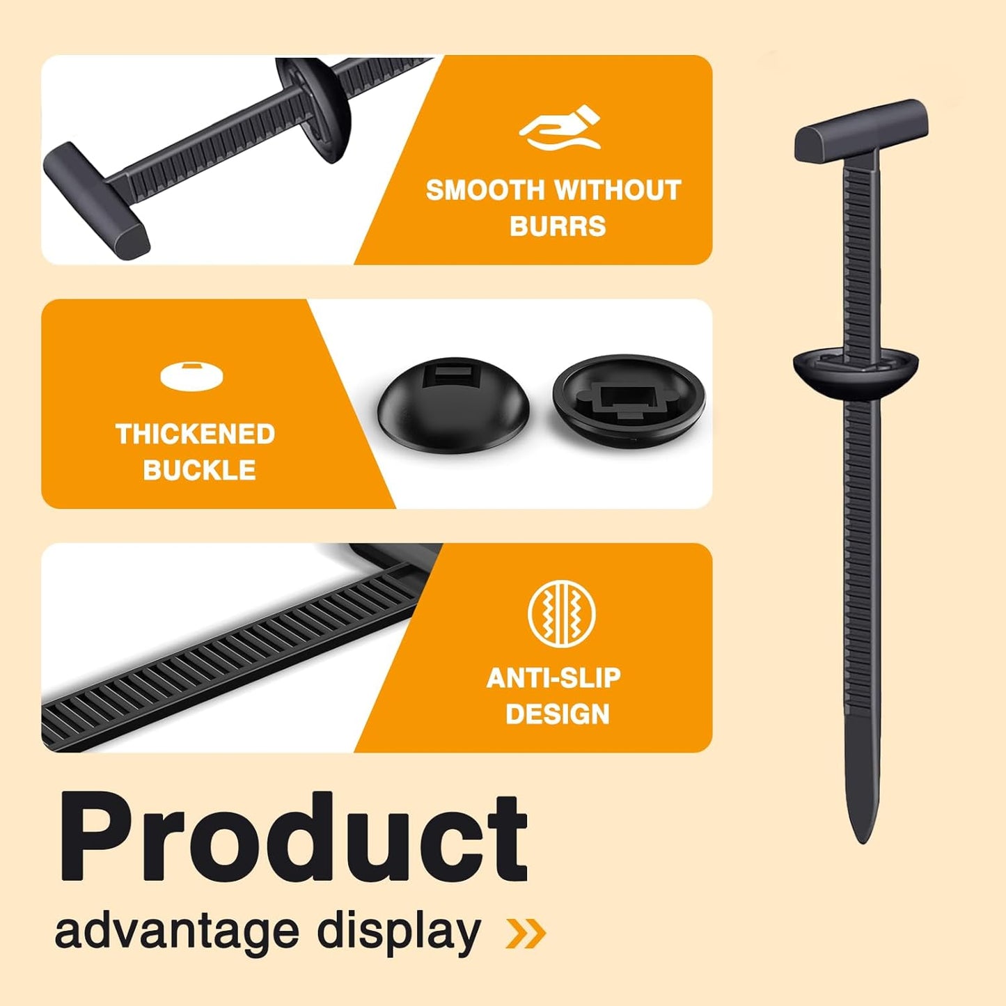 100 pcs Upgraded Nylon Universal Cable Tie Buckles,Nylon Zip Ties Clips with Buttoned,Cable Tie Thicker and Wider T-Shaped Head Design,Car Zipper Clips for Car Fender Bumper Trunk Home Use (100)