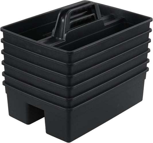 Plastic Cleaning Caddy Tote, Cleaning Tool Storage Carry Caddy, Black, 6 Packs