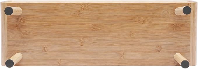 Bamboo Monitor Stand Riser, No Assembly Required Exquisite Monitor Support with Drawer, Ergonomic Height Wood