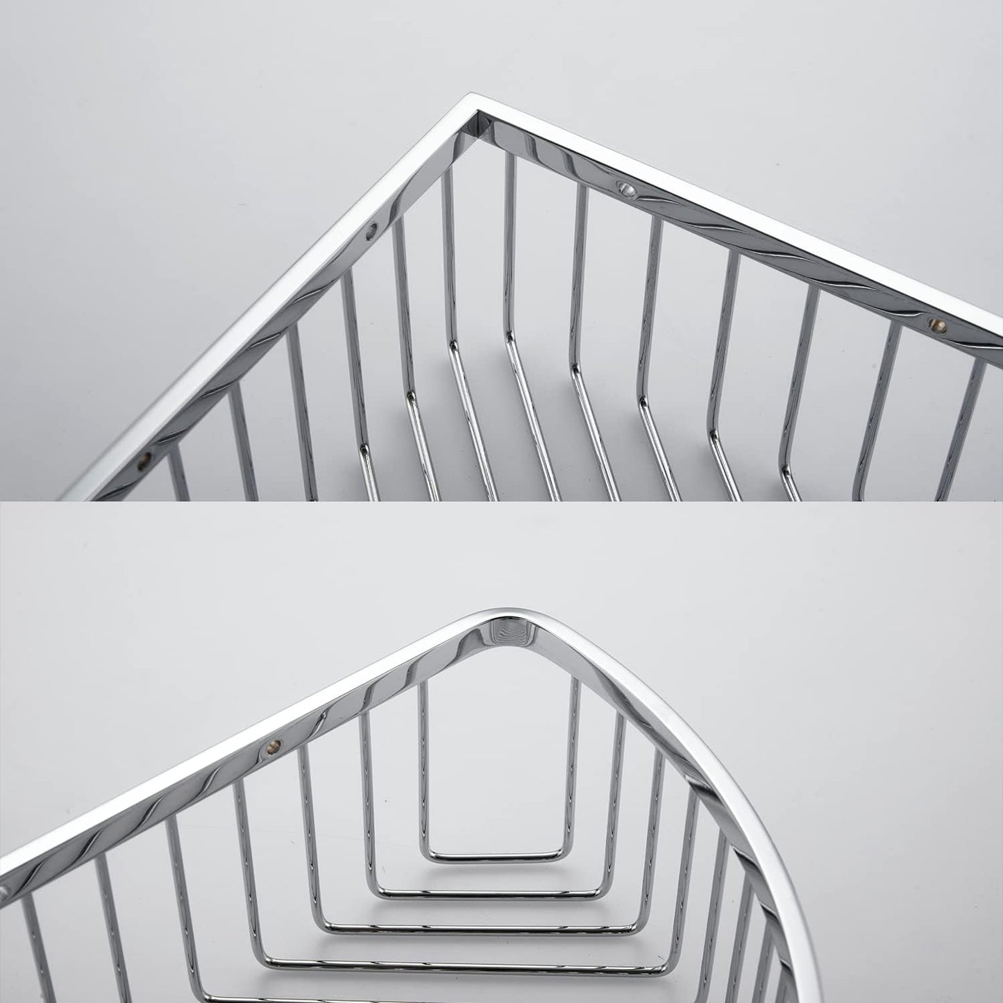 Bathroom Shower Caddy Corner Shelf Basket, Ultra Sturdy Rust-Proof Stainless Steel Shelf Organizer Shampoo Holder, Wall Mounted Storage Rack for Bathroom Kitchen, Polished Chrome