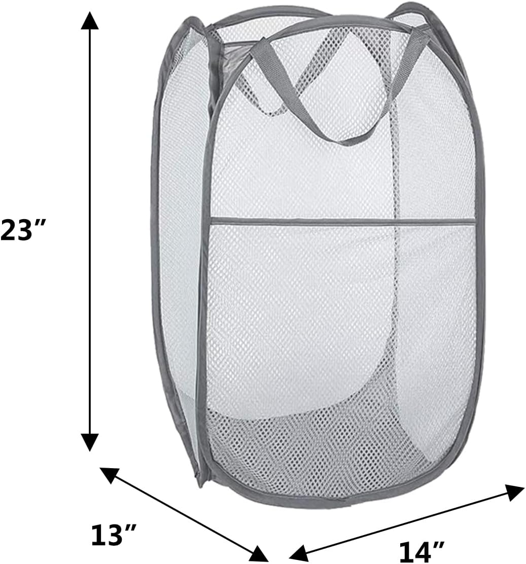 Pop Up Hampers 3 Pack with Extra Large Laundry Bags 6 Pack, Varied Colors Travel Laundry Bags 30"x40", Foldable Mesh Laundry Basket, for college dorm and apartment dwellers (9PCS)