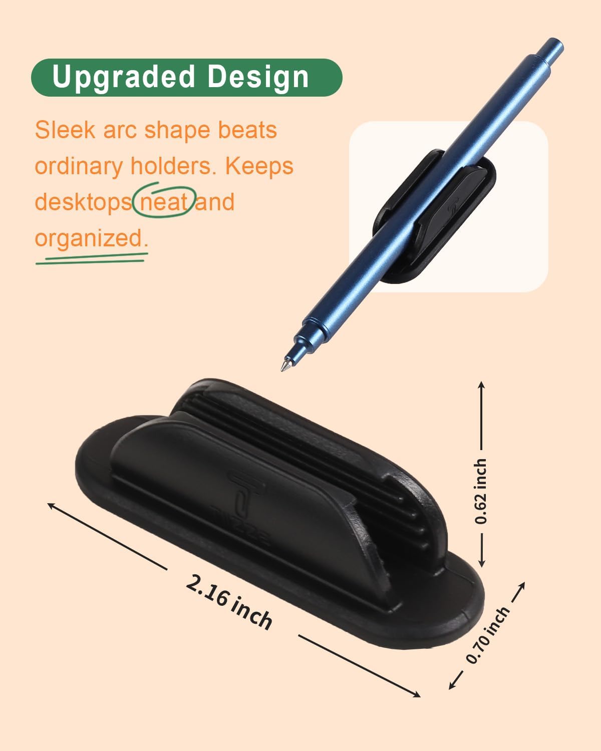 Adhesive Pencil Holders for Desk Set of 10 - Silicone Pen Holder with 15 PCS Upgraded Adhesive Pads - Flexible Pencil Holder for Walls Clipboards, Office Essentials Accessories Teacher Supplies