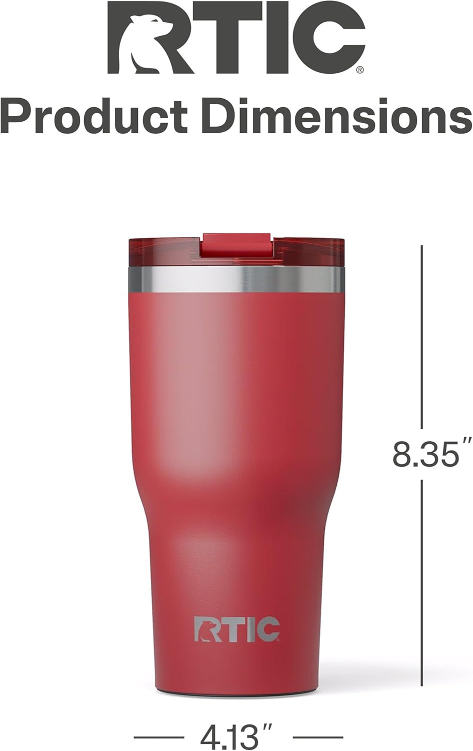 RTIC 30oz Essential Tumbler with Lid, Ceramic Lined, Insulated, Stainless Steel, Metal, Double Wall Vacuum-Insulation, Travel Cup for Iced Coffee, Tea, Hot and Cold Drink, Flag Red