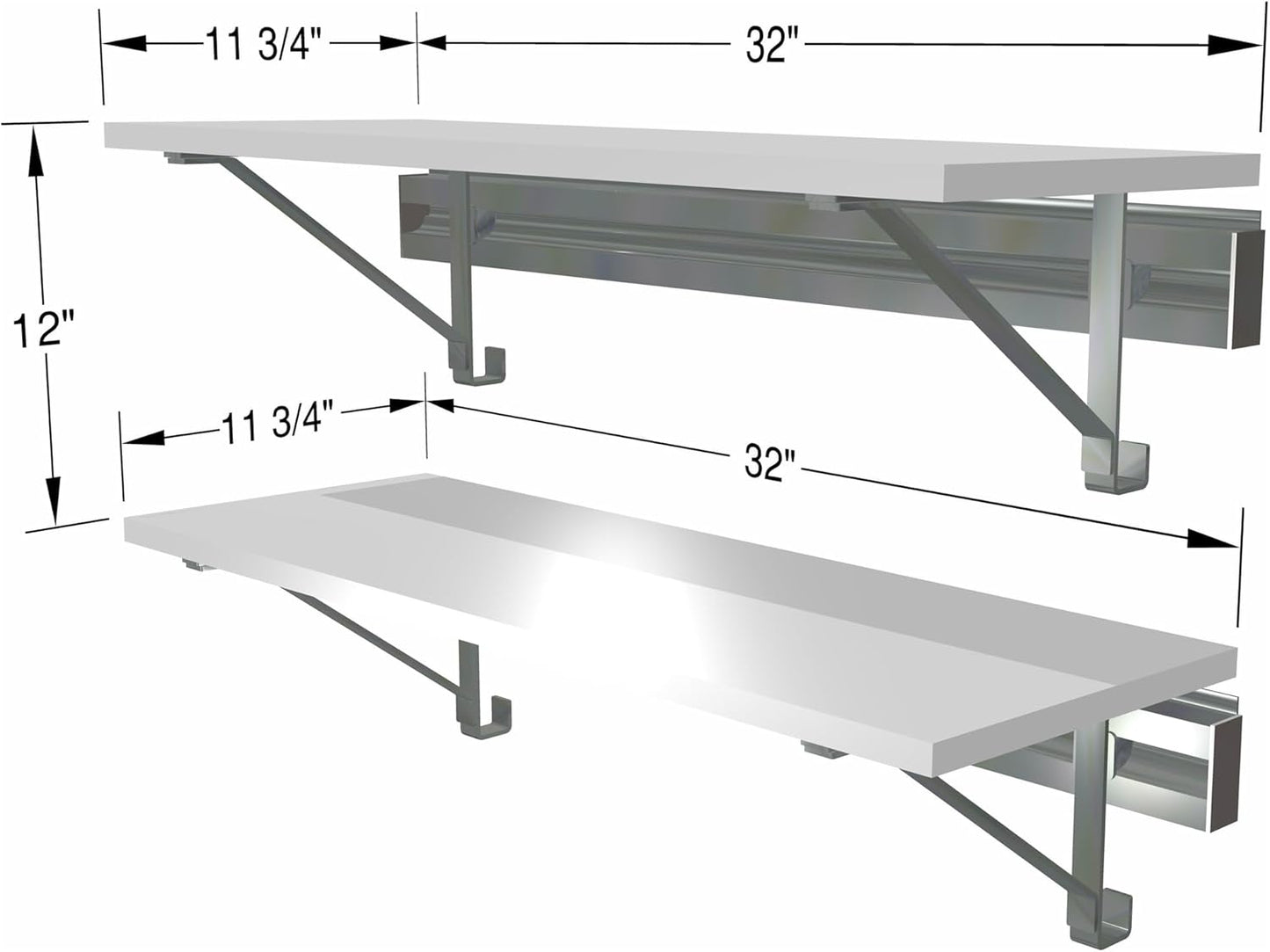 Two 32" Long Shelf Kits Laundry Storage White
