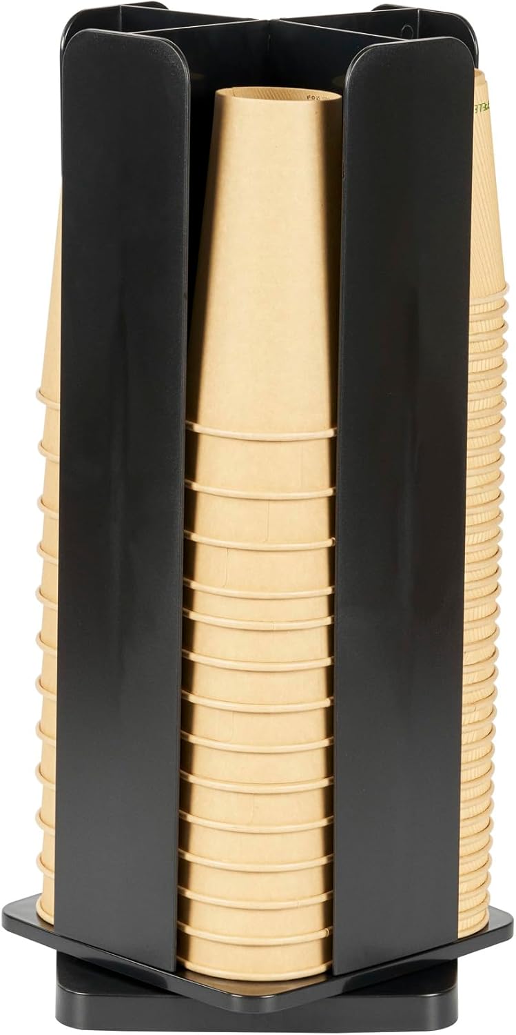 Restaurantware Restpresso Coffee Bar Organizer, 1 Count Durable 4 Compartments, Compact Size, Black Plastic Tabletop Coffee Supplies Organizer For Homes, Office Spaces, Breakrooms, and Lounges