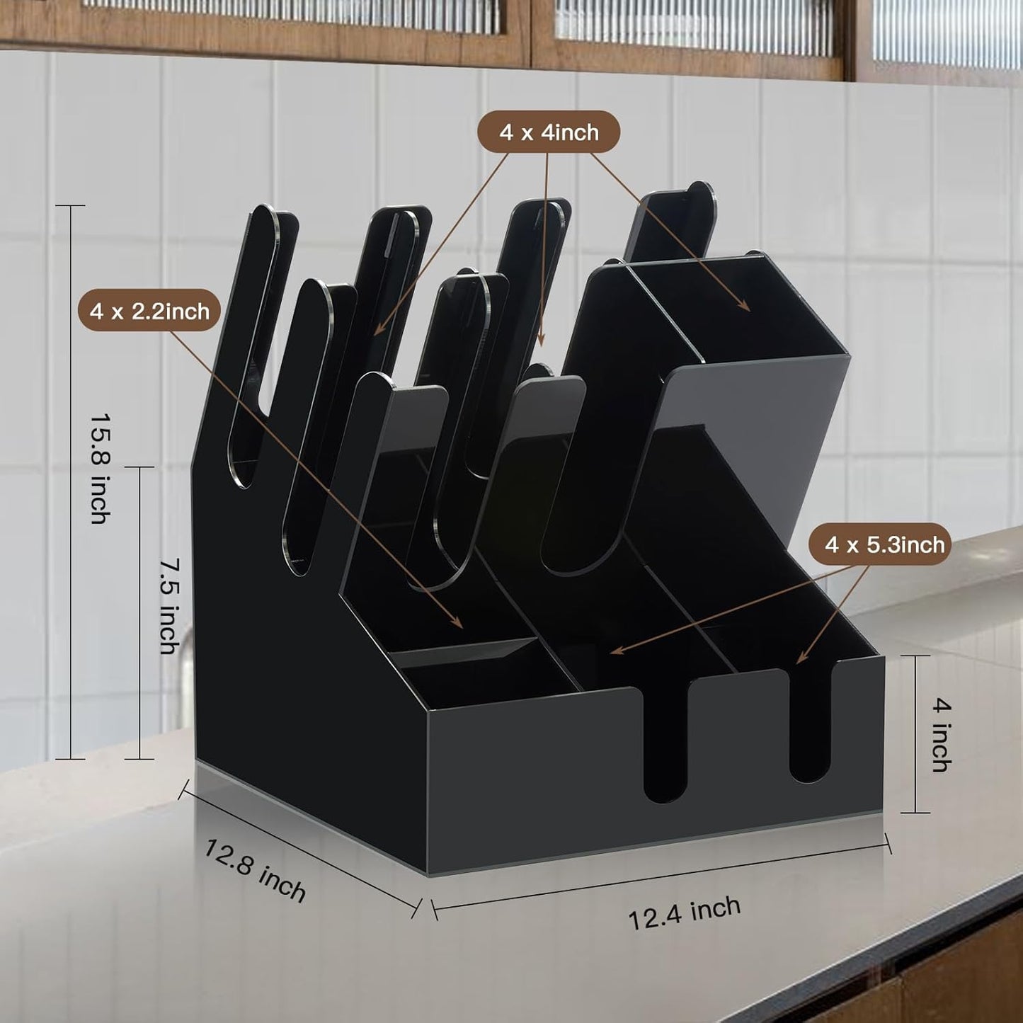 CURTA Modern Organized Coffee Condiment Organizer, 10-Compartment Coffee Condiment Station,Countertop Organizer for Home, Kitchen, Restaurant, Bar, Breakroom, Office