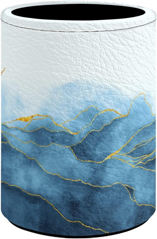 Marble Pen Holder Pencil Organizer Cute Pencil Cup Desk Decor Makeup Brush Holder PU Multifunctional Office Suppliesfor Home Classroom School