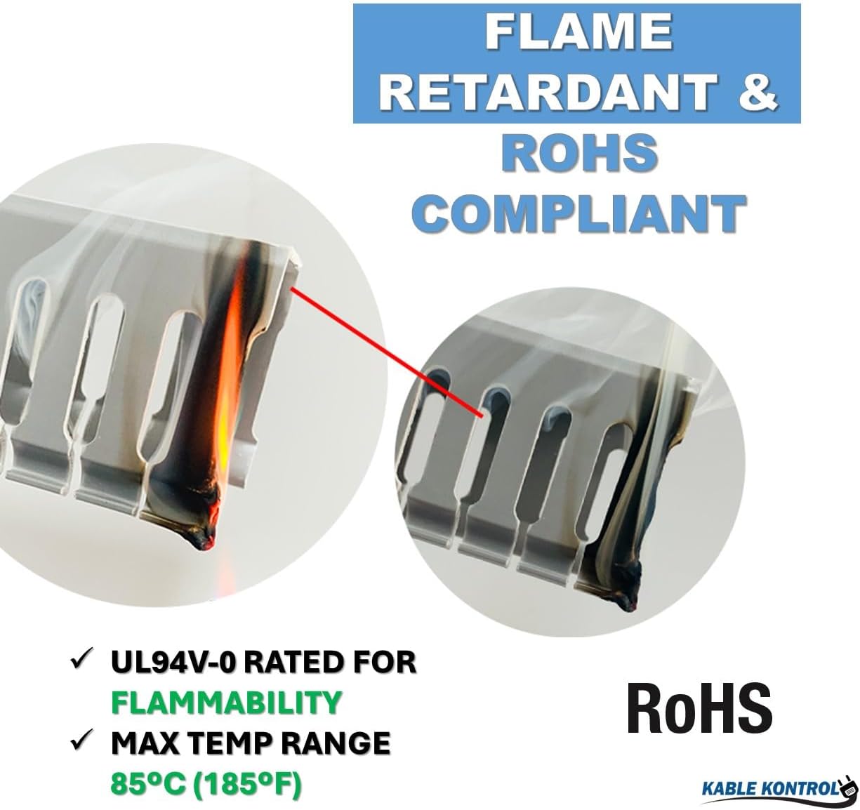 Kable Kontrol Wire Duct Open Slot Cable Raceway - 1” Width x 1” Height - 6.5 feet Long - 1 Pc/Pack – Gray – PVC Wiring Trough Wire Cover Cord Hider for Under Desk Industrial Cable Management