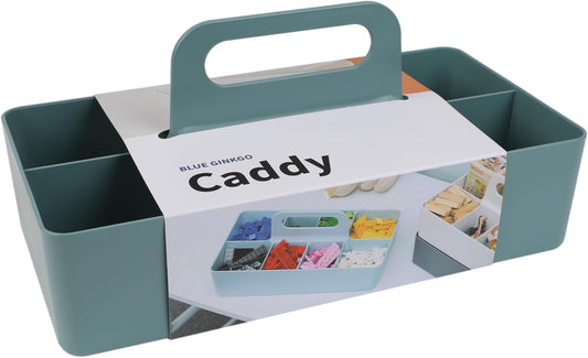 BLUE GINKGO Stackable Organizer Caddy – Korean-Made Portable Tote for Bathroom, Office, Crafts, or School Supplies (Long Rectangle, Green)