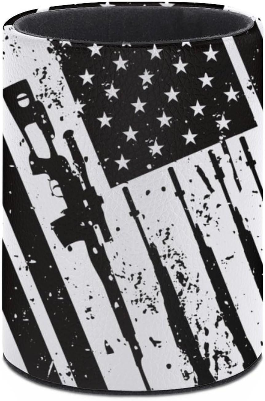 American Flag Pen Holder Pencil Organizer Cute Pencil Cup Desk Decor Makeup Brush Holder PU Multifunctional Office Suppliesfor Home Classroom School