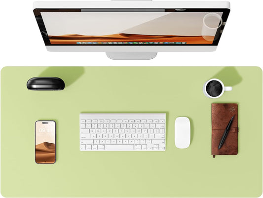 YSAGi Leather Desk Pad Protector, Office Desk Mat, Large Mouse Pad, Non-Slip PU Leather Desk Blotter, Laptop Desk Pad, Waterproof Desk Writing Pad for Office and Home (Peak Green, 23.6" x 13.8")