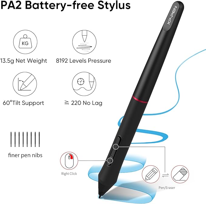 XPPen Drawing Tablet with Screen Full-Laminated Graphics Drawing Monitor Artist13.3 Pro Graphics Tablet with Adjustable Stand and 8 Shortcut Keys (8192 Levels Pen Pressure, 123% sRGB)