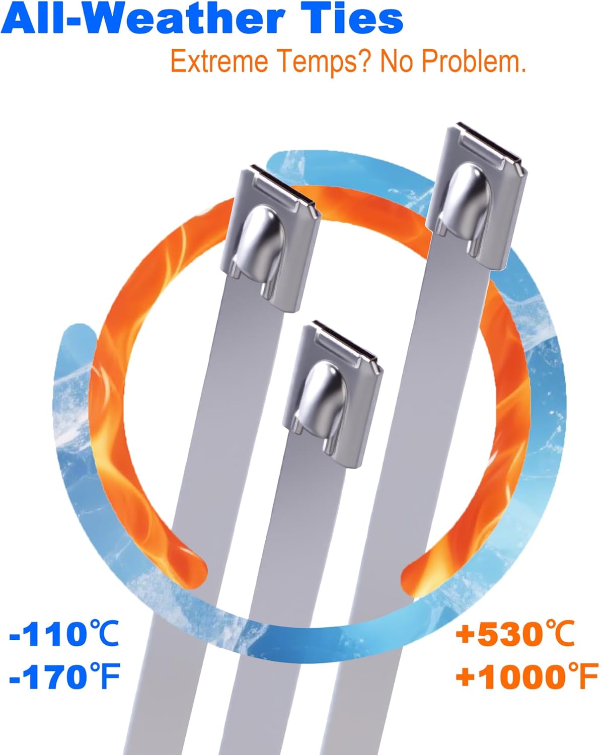 Metal Zip Ties (300 pcs/11.8 Inch), 304 Stainless Steel, Heavy Duty Self-locking Cable Ties, for Exhaust Wrap, Chain Link Fence Parts, Heat Resistant Fencing Tie. for Pipe, Auto repair. (300)