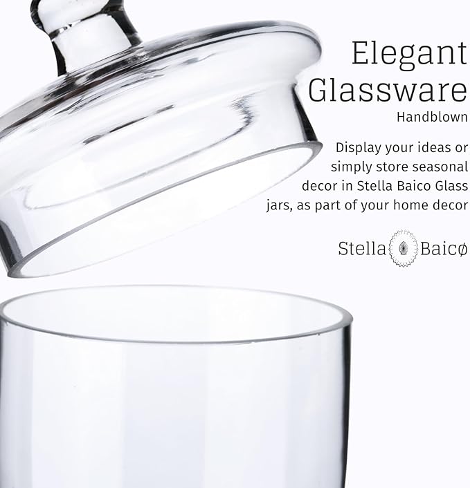 3-Pack Glass Apothecary Jars with Lids – Decorative Candy Storage Containers for Wedding, Buffet, Kitchen (H: 9", 12.5", 14")